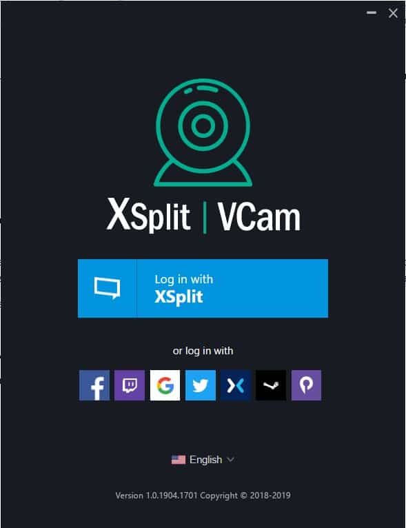 XSplit VCam login