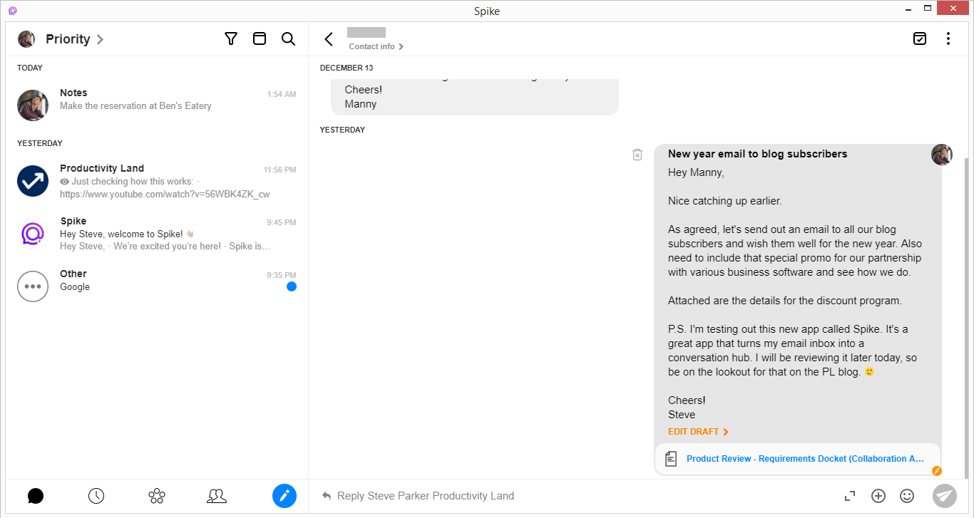 Spike Review, Spike Email, Hop Email Review, Productivity Land