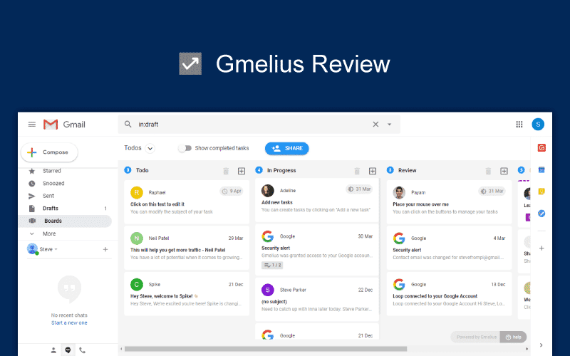 Gmelius Review, Gmail add-on, Kanban in Gmail, Productivity Land, ProductivityLand, Shared Inbox Gmail