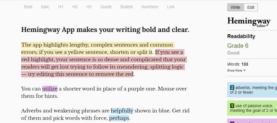 Hemingway app
