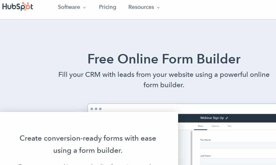 HubSpot form builder