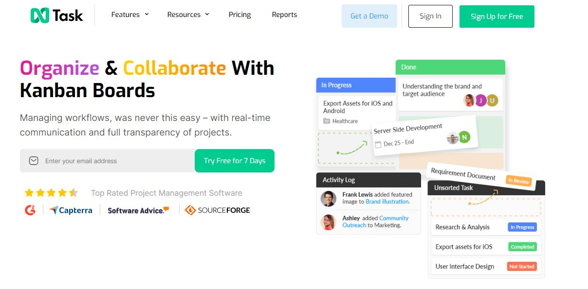 nTask Kanban board